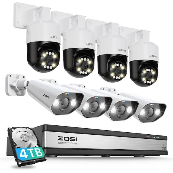 16-Channel 4TB NVR Home Security Camera System with 8 5MP Wired POE Outdoor Cameras, 355 Pan Tilt and Fixed, 2-Way Audio