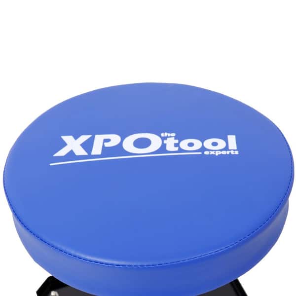 250 lb. Capacity Blue Steel Adjustable Garage Mechanics Chair with Tool Tray Storage, Mechanic Creeper for Garage