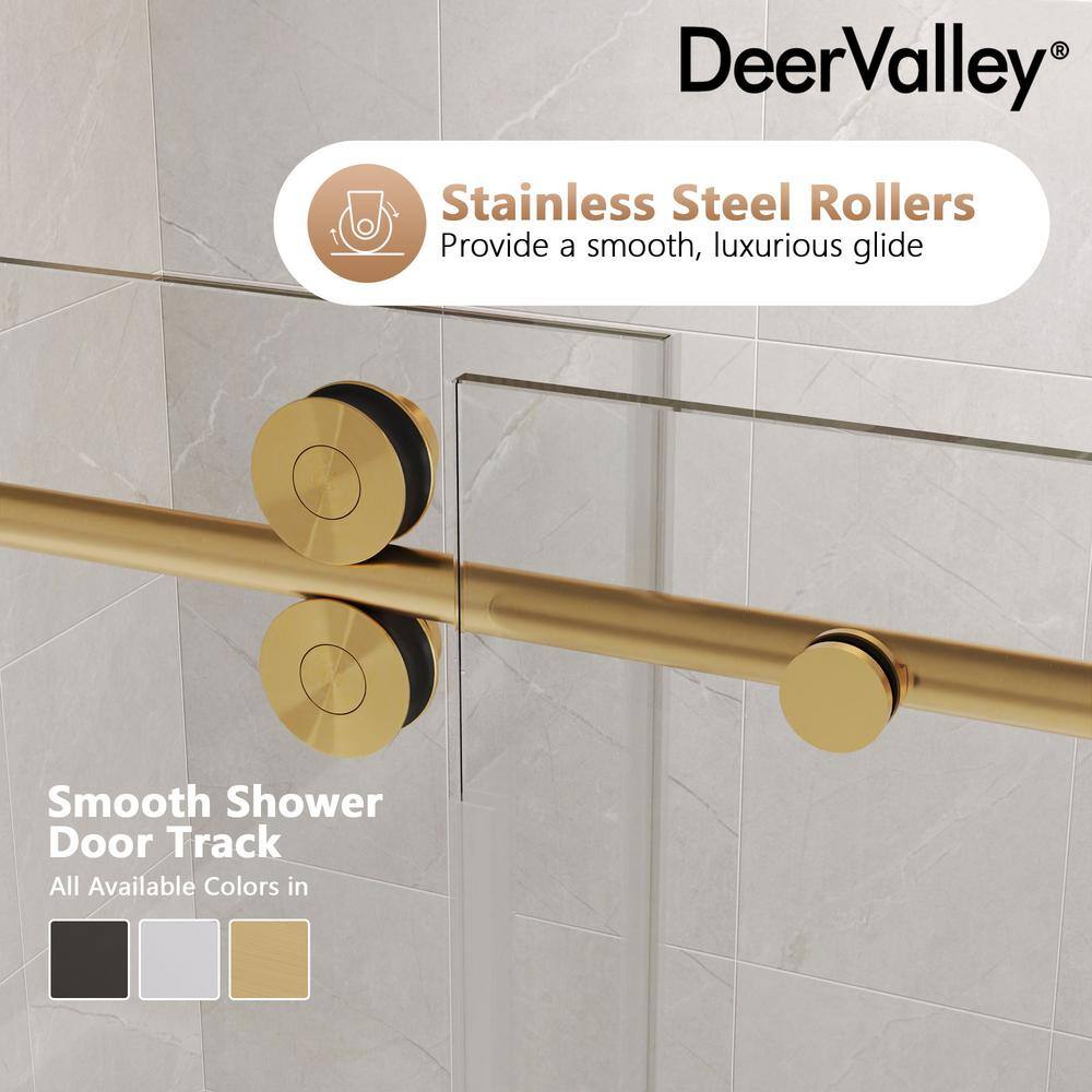 Concord 60" Gold Frameless Sliding Shower Door with Tempered Glass