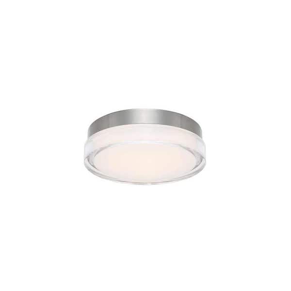 Dot 6 in. 1-Light 3500K Stainless Steel LED Flush Mount