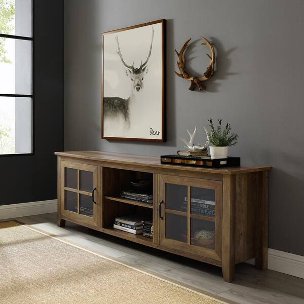 Walker Edison Furniture Company 70 In Rustic Oak Composite Tv Stand 75 With Doors Hd70csgdro The Home Depot Rustic Oak Composite Tv Stand 75, Rustic Furniture Tv Stand
