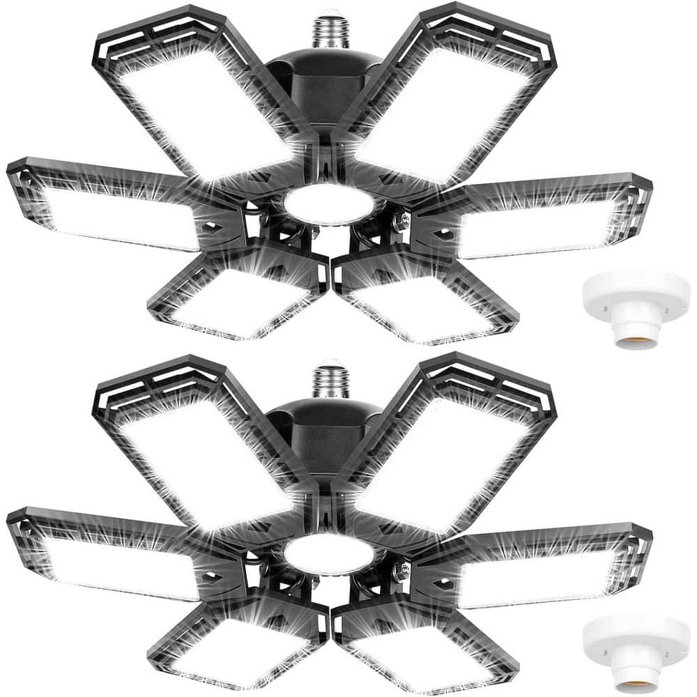 0.95 ft. 180-Watt Black Adjustable LED Shop Light with 6 Deformable Panels for Garage and Warehouse Ceiling, 2-Pack price history on PriceWatchPro