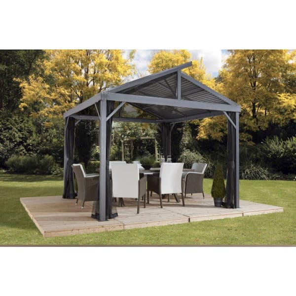 Sanibel II 10 ft. x 10 ft. Light Grey Rustproof Aluminum Framed Gazebo