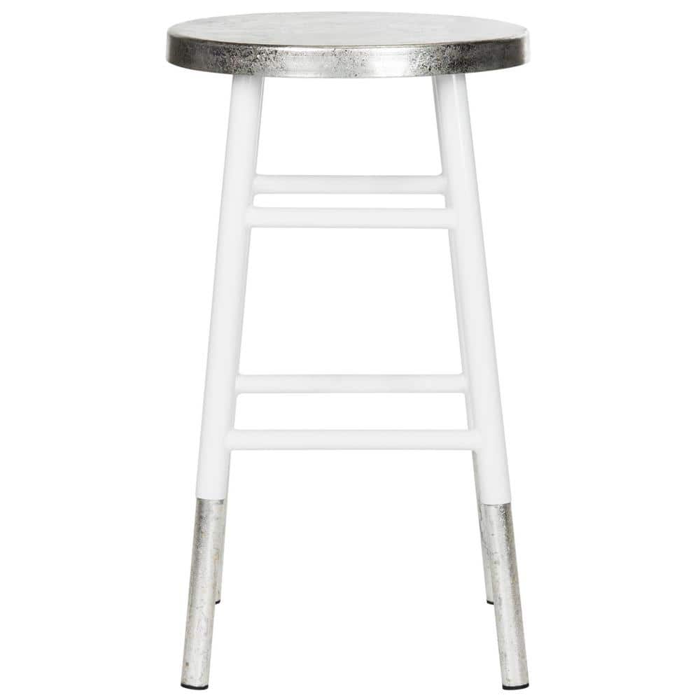 Transitional Silver-Dipped 24" White Metal Counter Stool