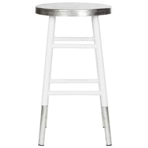 Kenzie 24 in. Silver Dipped Counter Stool in White