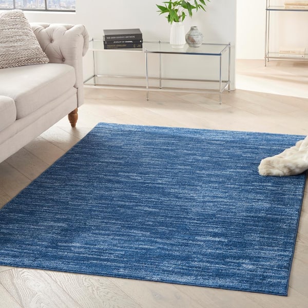 Essentials 4 ft. x 6 ft. Navy Blue Solid Contemporary Indoor/Outdoor Patio Area Rug
