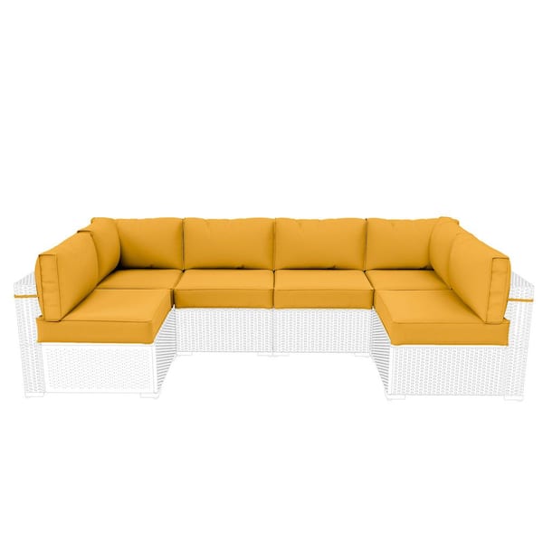 26 in. x 26 in. x 5 in. (14-Piece) Deep Seat Outdoor Sectional Cushion Set Waterproof Replacement Cushions Yellow