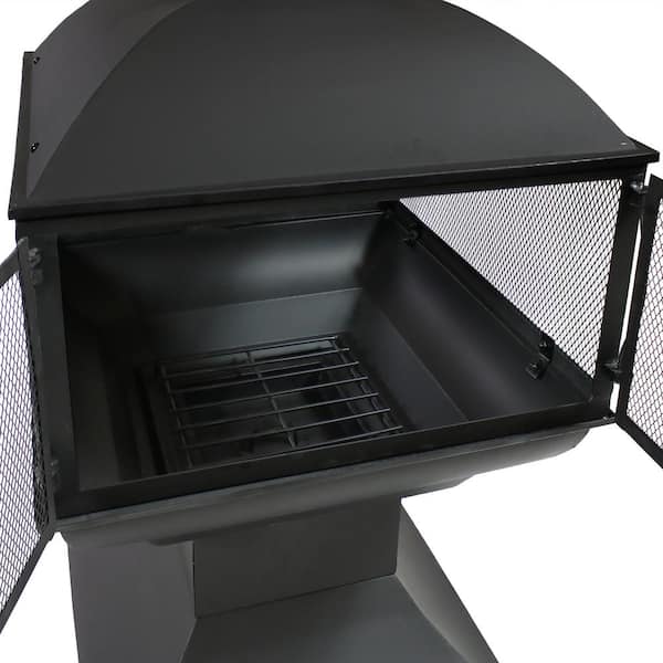 Sunnydaze 57 in. Black Steel Outdoor Wood Burning Fire Pit
