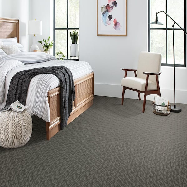 Pure - Mortar-Gray 38 oz. Triexta Pattern Installed Carpet