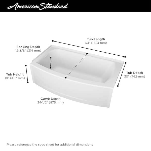Ovation Curve 60 in. x 30 in. Soaking Bathtub with Left Hand Drain in Arctic White