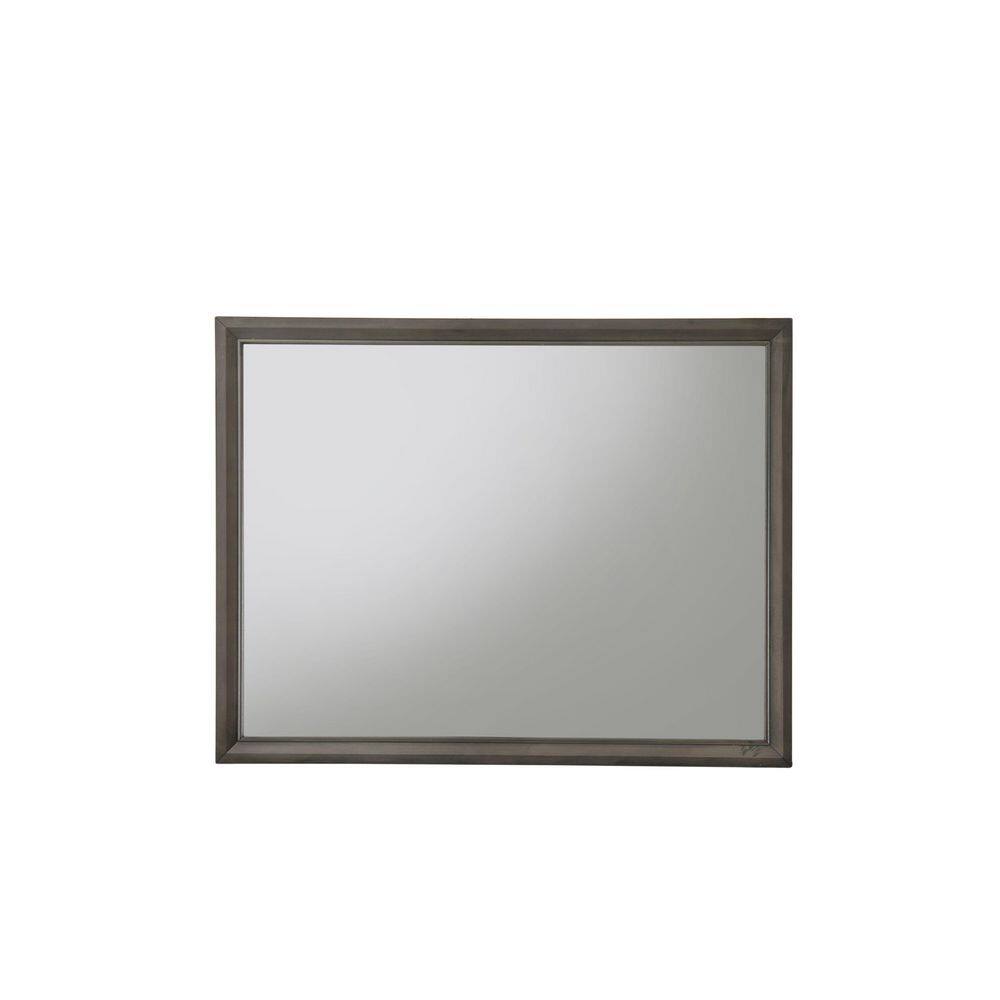 Transitional Charcoal Gray 45" Solid Wood Rectangular Dresser Mirror