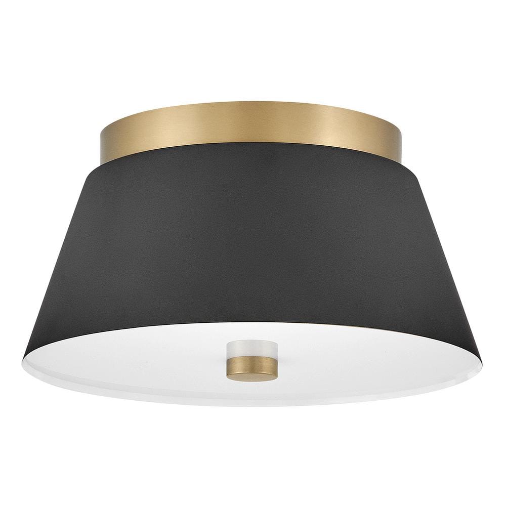Black and Gold Etched Glass 2-Light Drum Flush Mount