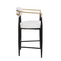 Noble House Boise 25 in. Beige, Black, and Gold Metal Frame Boucle Fabric Cushioned Modern Glam Counter Stool (Set of 2) 110931