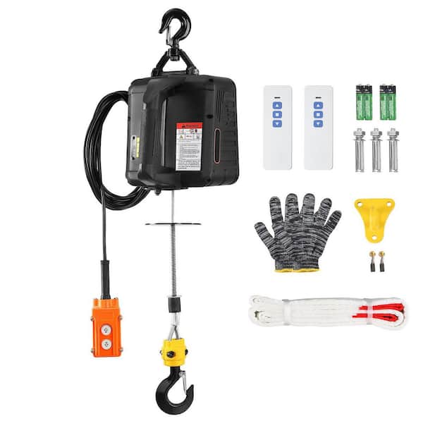 3-in. -1 Electric Hoist Winch, 1,100 lbs. 1,500W Portable Power Winch Crane, 110V/120V 22.9 ft. Lifting Height