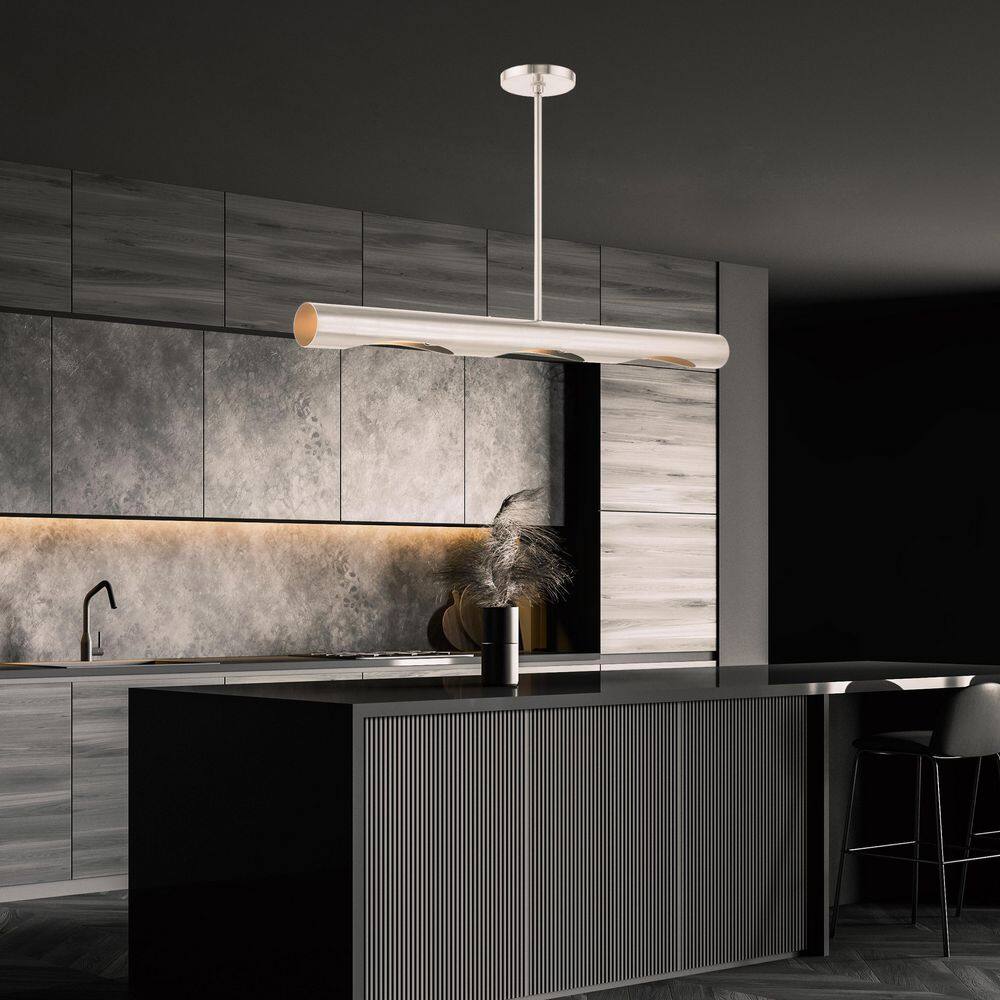 Novato Minimalist 3-Light Brushed Nickel Linear Chandelier