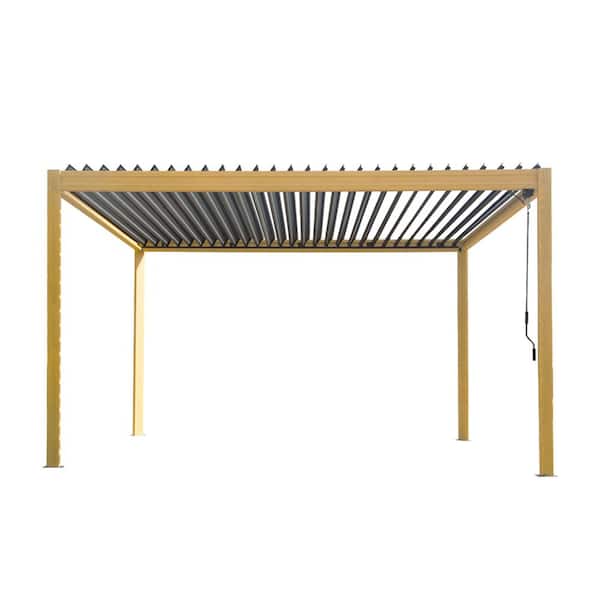 Wood-Looking Aluminum Metal Louvered Pergola 10 ft. x 13 ft.