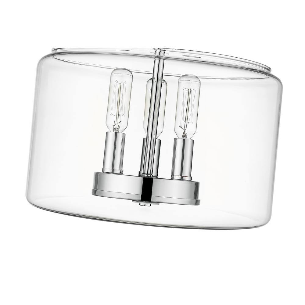Asheville Chrome and Glass 3-Light Semi-Flush Mount