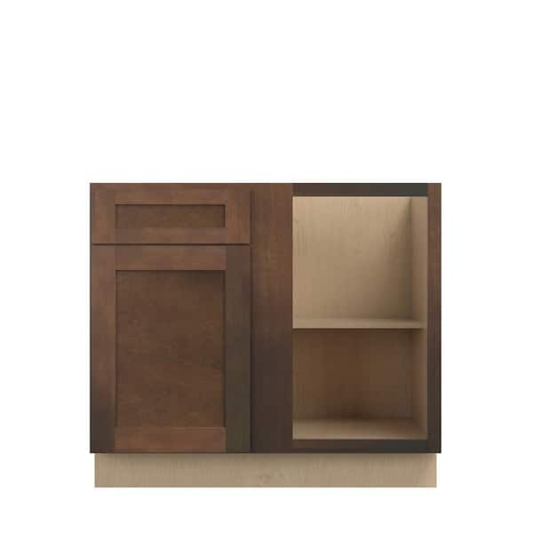 Kunal Kitchens Amherst Shaker 39 in. W x 34.5 in. H x 24 in. D in Walnut Plywood Assembled Corner Blind Base-Right