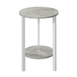 Graystone 23.75 in. H Faux Birch/White Low Round Indoor Plant Stand with 2-Tiers