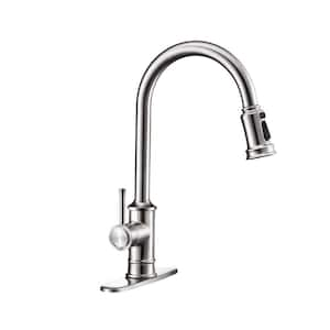 Stainless Steel Series Double Handles 3 Modes Pull Down Sprayer Kitchen Faucet, Rotatable, 17.7 in., Silver Color