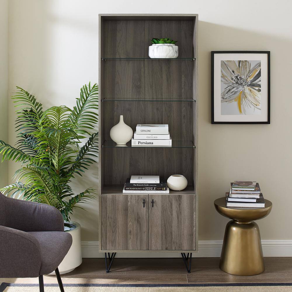 Walker Edison Furniture Company 68 in. Slate Grey Mid-Century Modern ...