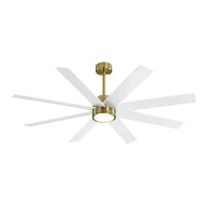 72 in. 8-Plywood Blades Indoor Gold and White LED Ceiling Fan with Remote