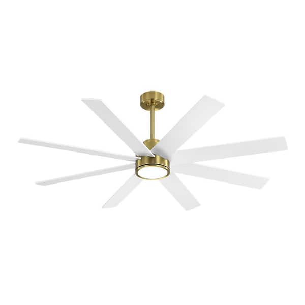 MLiAN 72 in. 8-Plywood Blades Indoor Gold and White LED Ceiling Fan with Remote