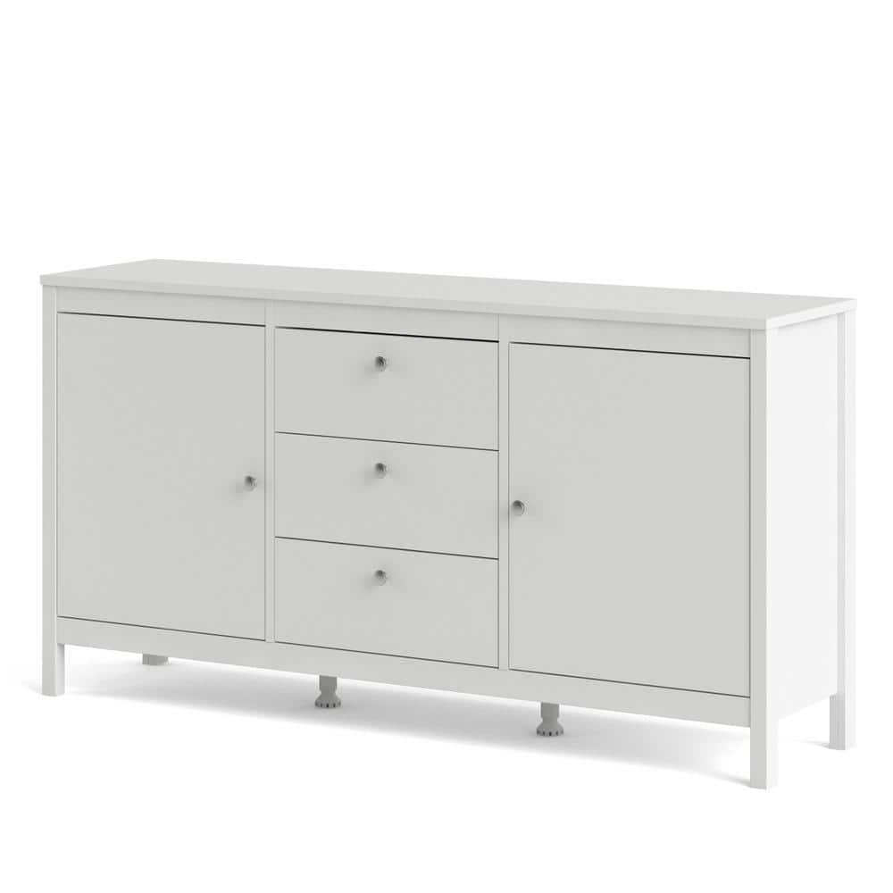 White Contemporary 2-Door Sideboard with 3 Drawers