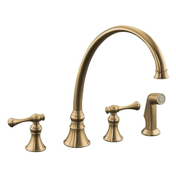 KOHLER Revival 2-Handle Standard Kitchen Faucet in Vibrant Brushed Bronze