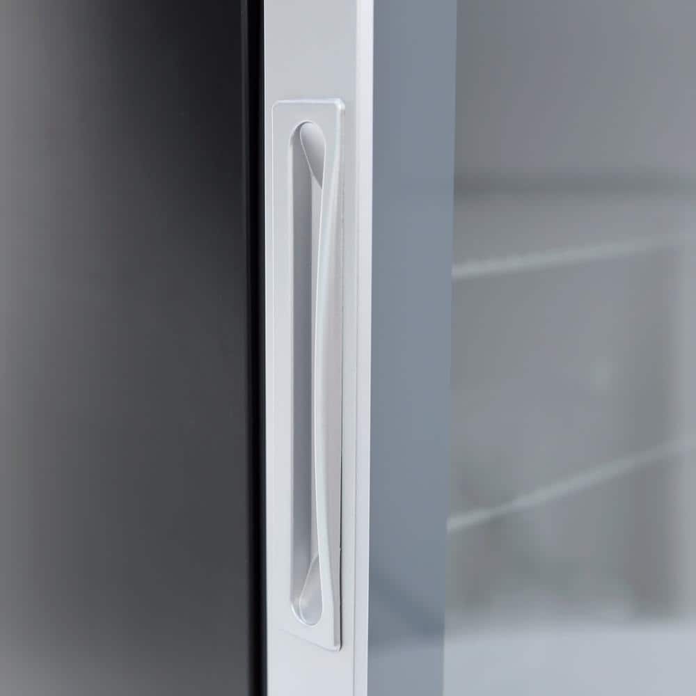 Compact Black Glass Door Beverage Cooler with Adjustable Shelves