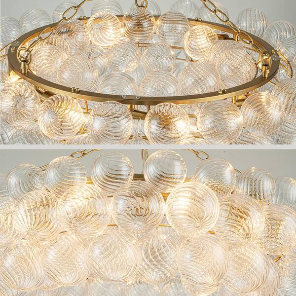 HUOKU Neuvy 8-Light 32.7 in.W Brass Chandelier w/Swirled