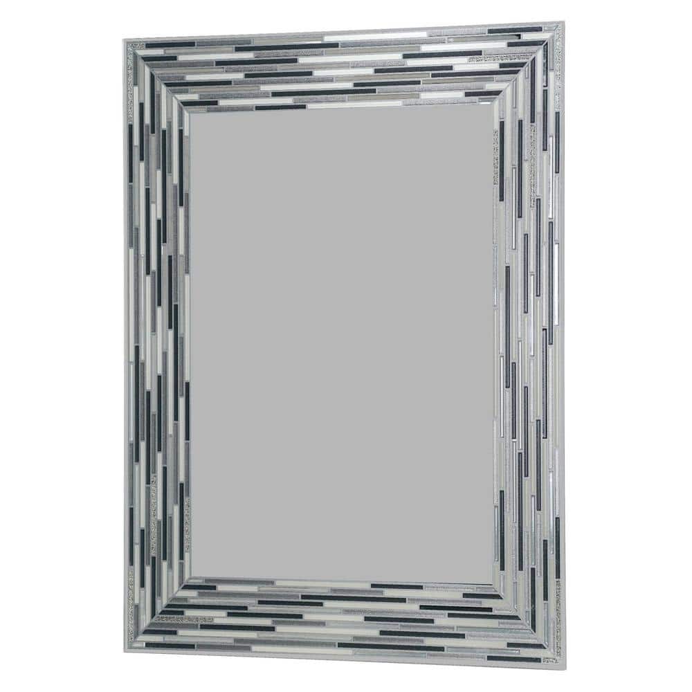 Deco Mirror 30 in. L x 24 in. W Reeded Charcoal Tiles Wall Mirror 1220 ...
