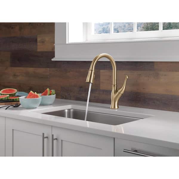 Delta Ophelia Gold Single Handle Pull Down Sprayer Kitchen Faucet
