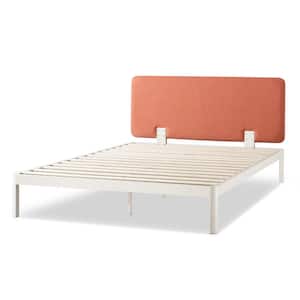 Kert Metal Platform Bed with Fabric Headboard, Rounded Legs and Corners, Sunset Coral, Full