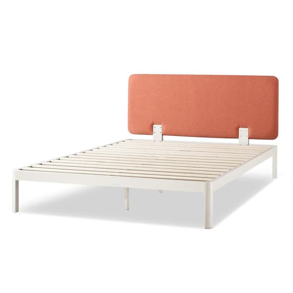 MELLOW Kert Metal Platform Bed with Fabric Headboard, Rounded Legs and Corners, Sunset Coral, Full