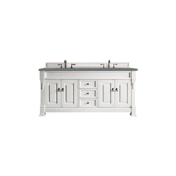 James Martin Vanities Brookfield 72 in. W x 23.5 in. D x 34.3 in. H Bathroom Vanity in Bright White with Cala Blue Quartz Top