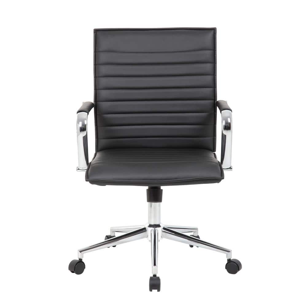 Gray Vinyl Mid-Back Task Chair with Chrome Arms