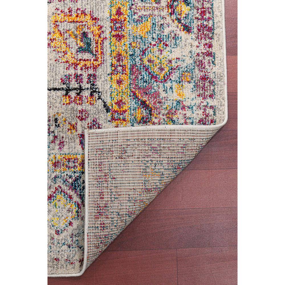Gray and Orange Round Reversible Synthetic Area Rug