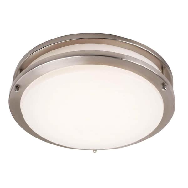 AA WAREHOUSING 12 in. 1-Light Brushed Nickel LED Flush Mount