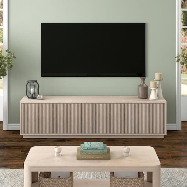 Meyer&Cross Hanson 78.5 in. Alder White TV Stand Fits TV's
