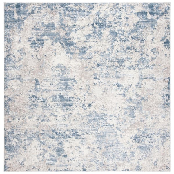 SAFAVIEH Amelia Gray/Blue 11 ft. x 11 ft. Distressed Abstract Square Area Rug
