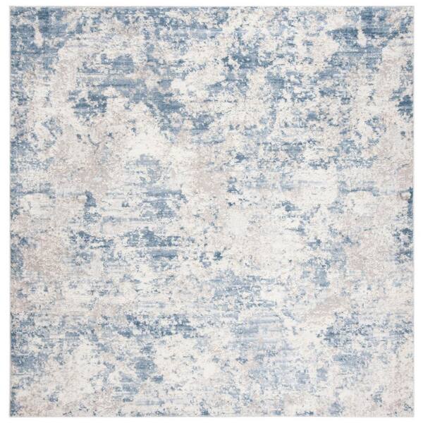 SAFAVIEH Amelia Gray/Blue 12 ft. x 12 ft. Distressed Abstract Square Area Rug