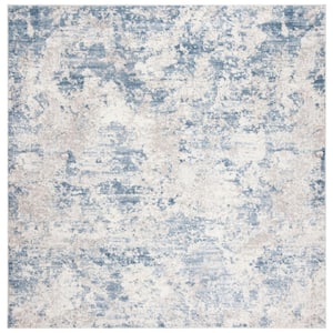 Amelia Gray/Blue 3 ft. x 3 ft. Distressed Abstract Square Area Rug