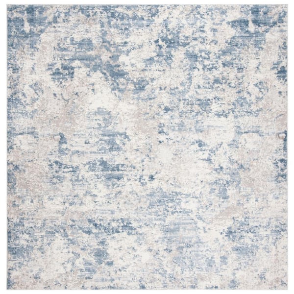 SAFAVIEH Amelia Gray/Blue 5 ft. x 5 ft. Square Abstract Area Rug