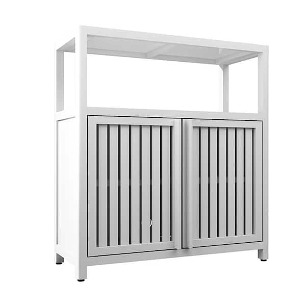 24.5 in. W x 10.75 in. D x 32 in. H White Linen Cabinet, Multifunctional Bamboo Storage Cabinet for Bathroom, Livingroom