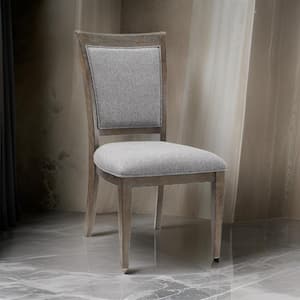 Gray and Brown Polyester Wooden Frame Dining Chair (Set of 2)