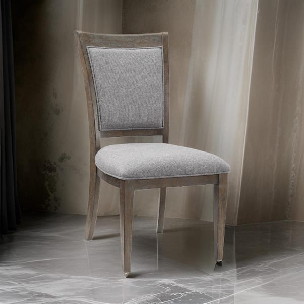 Benjara Gray and Brown Polyester Wooden Frame Dining Chair (Set of 2)