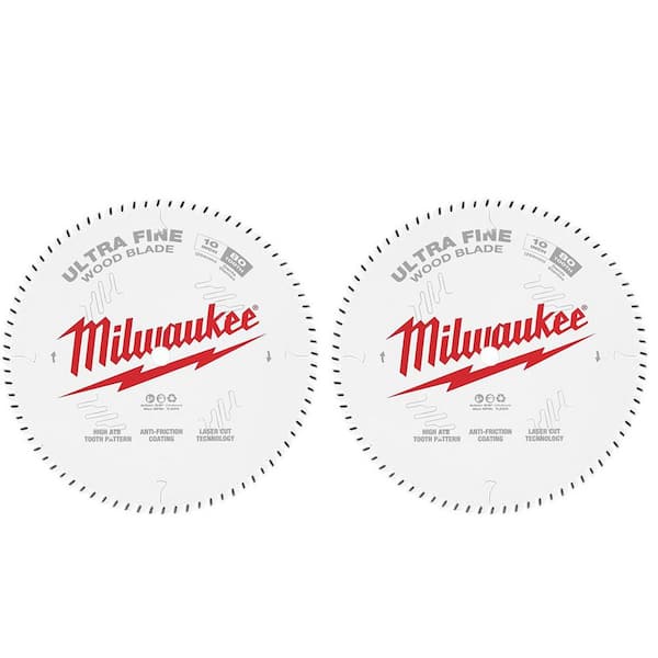 Milwaukee 10 in. x 80-Tooth Carbide Ultra Fine Finish Circular Saw Blade (2-Pack)