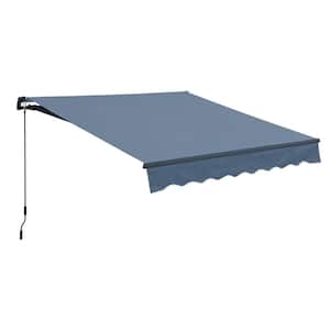 10 ft. x 8 ft. Metal Manual Patio Retractable Awnings 98.42 in. Projection in Gray