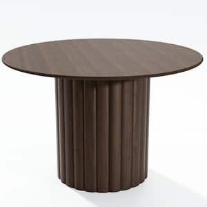 Round Walnut Wood 46 in. Column Base Dining Table Seats 4